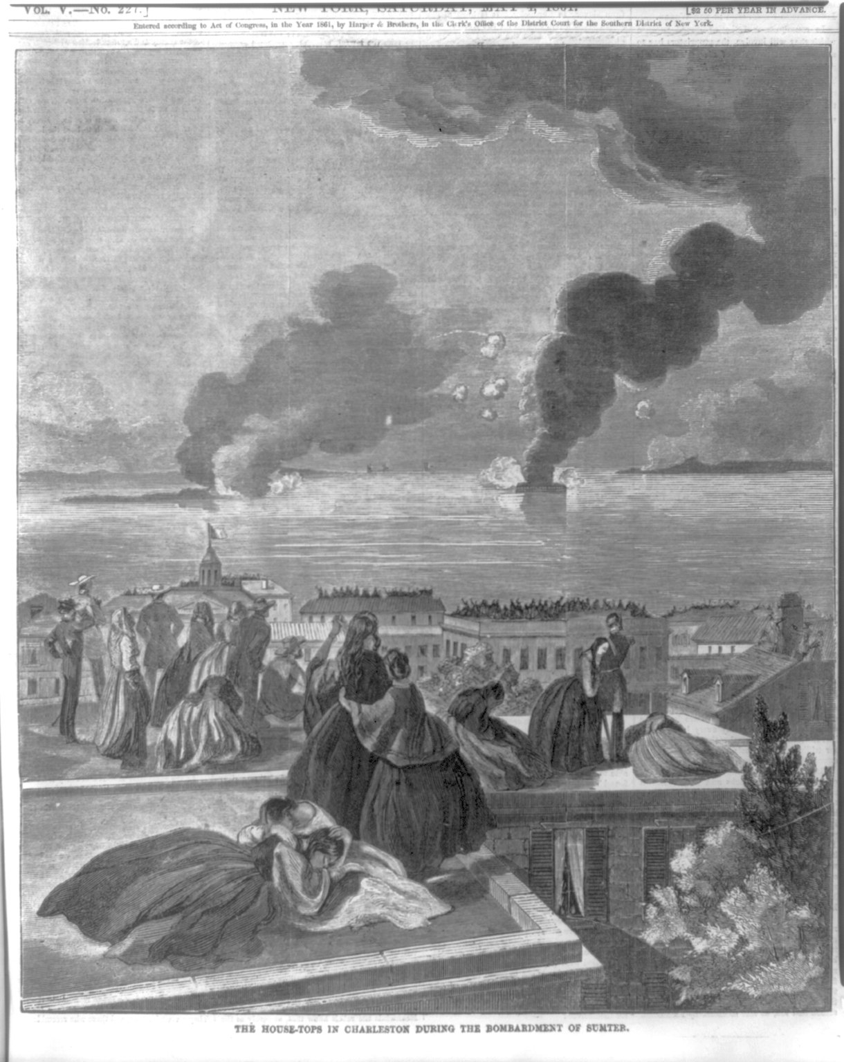 Charleston residents watching the bombardment from their rooftops