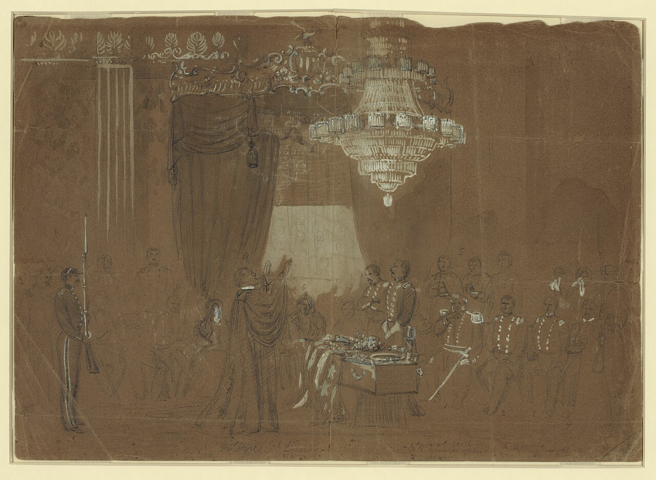 Sketch of Ellsworth's funeral service in the East Room of the White House