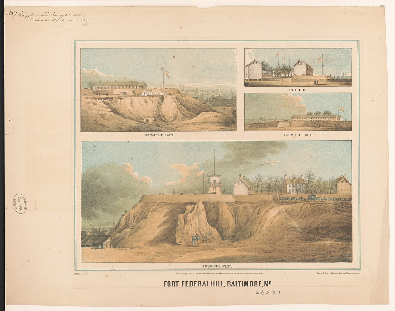 Lithograph views of Fort Federal Hill, Baltimore